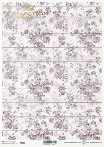 Papier ryżowy A4 motyw tapetowy kwiaty różowe na deskach R2000 ITD Collection