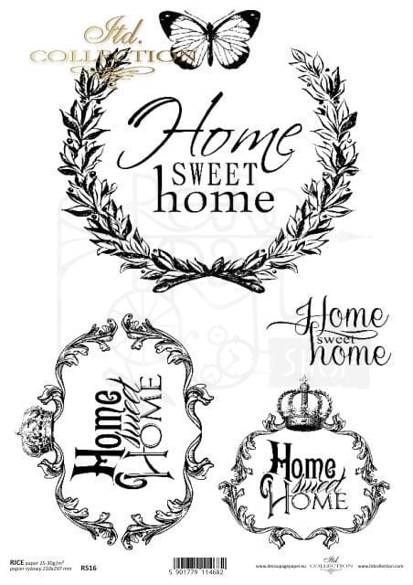 Papier ryżowy A4 Home sweet home retro R0516 ITD Collection