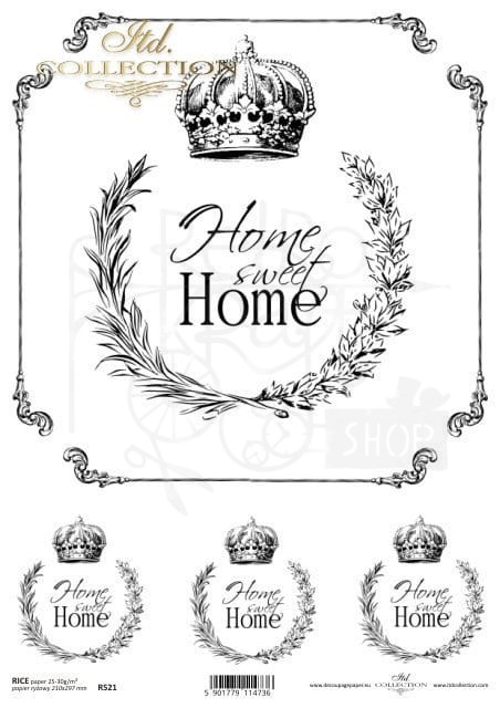 Papier ryżowy A4 Home sweet home retro R0521 ITD Collection