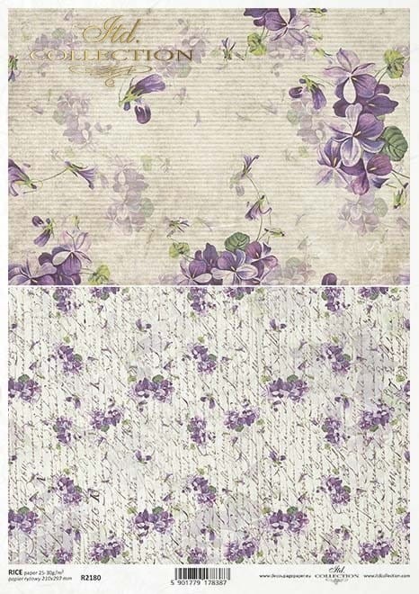 Papier ryżowy A4 kwiatowe pastelowe tła R2180 ITD Collection