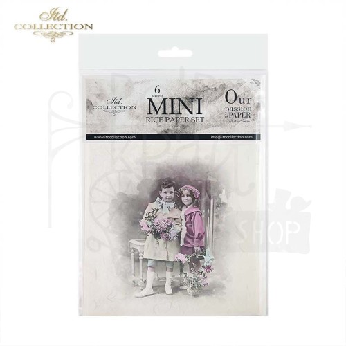 Zestaw papierów ryżowych mini portrety dzieci retro RSM079 ITD Collection