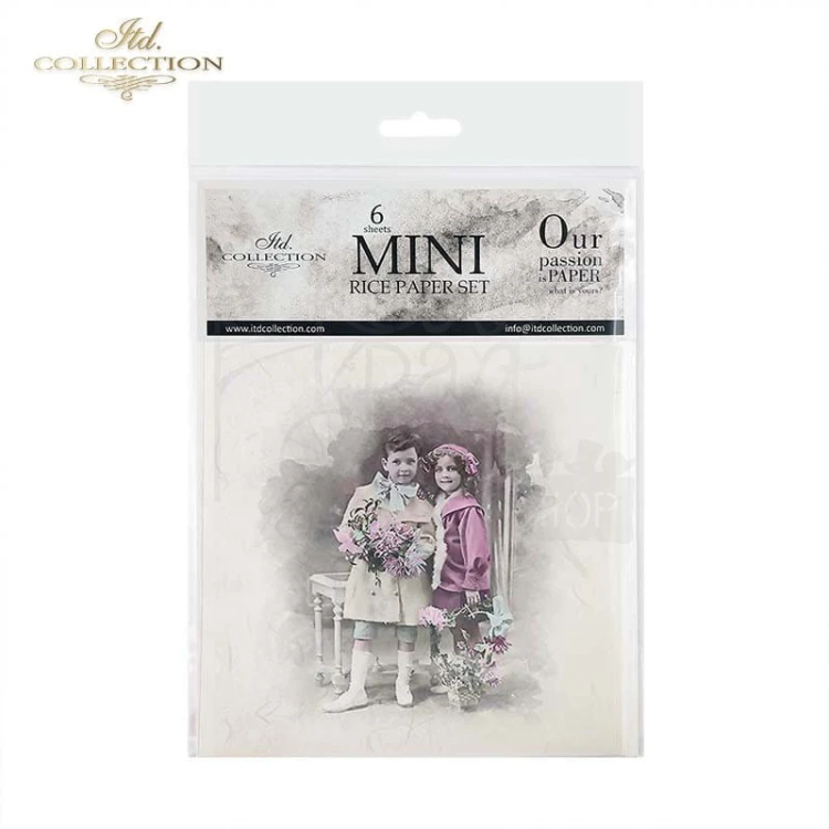 Zestaw papierów ryżowych mini portrety dzieci retro RSM079 ITD Collection