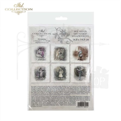 Zestaw papierów ryżowych mini portrety dzieci retro RSM079 ITD Collection