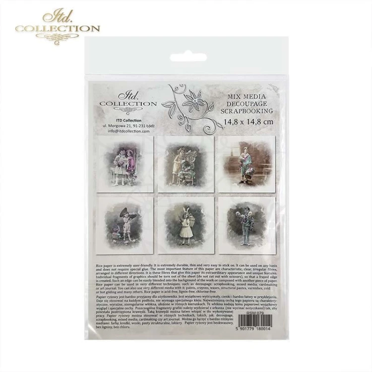 Zestaw papierów ryżowych mini portrety dzieci retro RSM079 ITD Collection