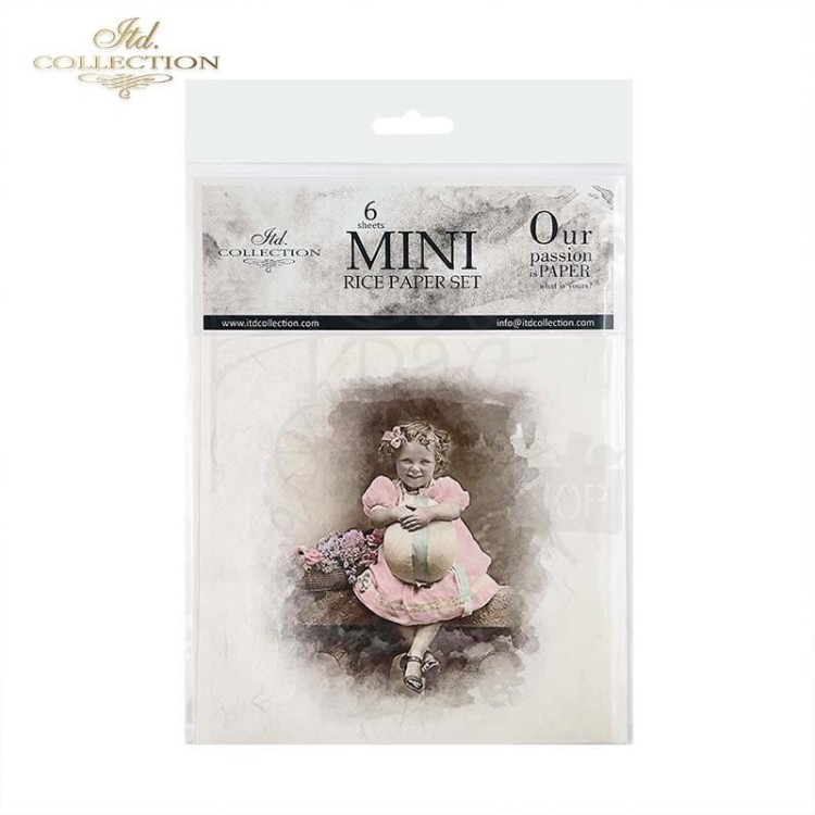 Zestaw papierów ryżowych mini portrety dzieci retro RSM078 ITD Collection