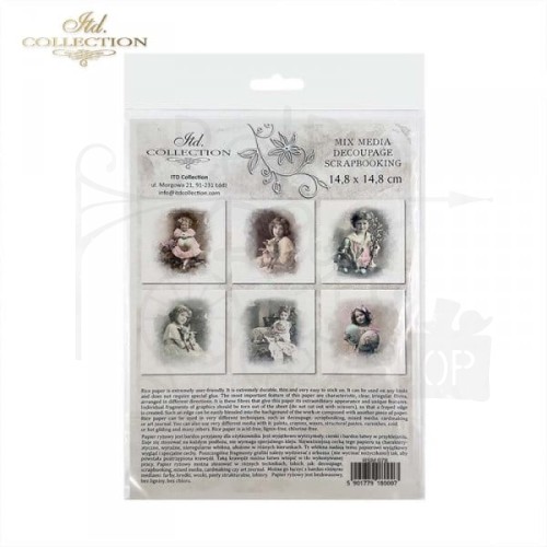 Zestaw papierów ryżowych mini portrety dzieci retro RSM078 ITD Collection