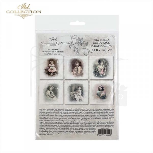 Zestaw papierów ryżowych mini portrety dzieci retro RSM078 ITD Collection