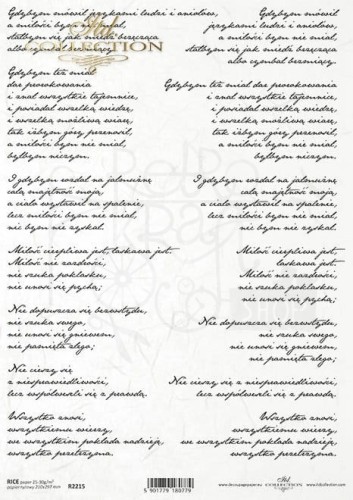 Papier ryżowy A4 cytaty i sentencje o miłości R2215 ITD Collection