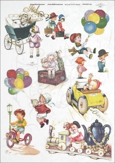 Papier ryżowy A4 dzieci i zabawki marzeń retro R0338 ITD Collection