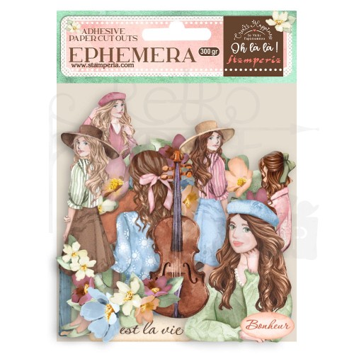 Ozdoby papierowe samoprzylepne Ephemera Oh La La Girls and Flowers DFLCT18 Stamperia