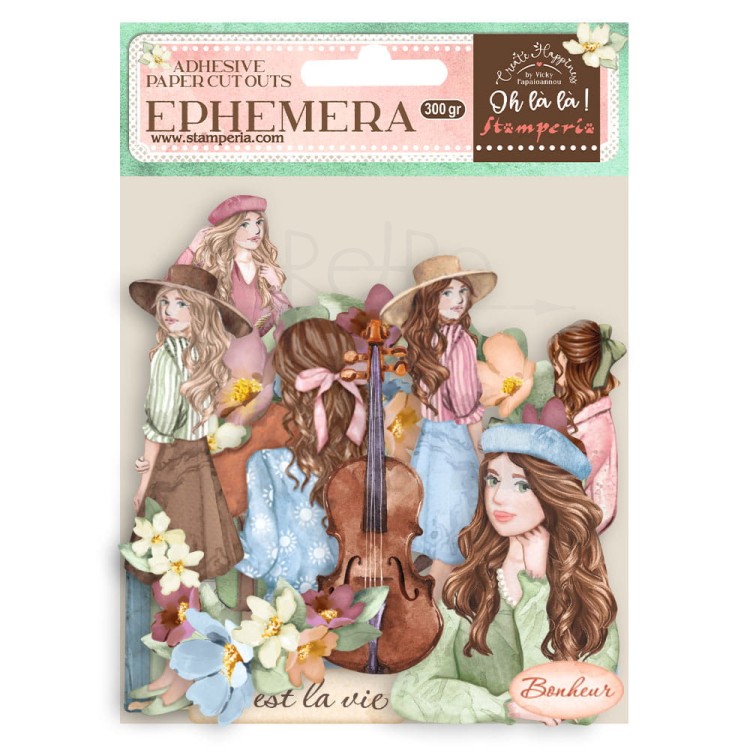 Ozdoby papierowe samoprzylepne Ephemera Oh La La Girls and Flowers DFLCT18 Stamperia