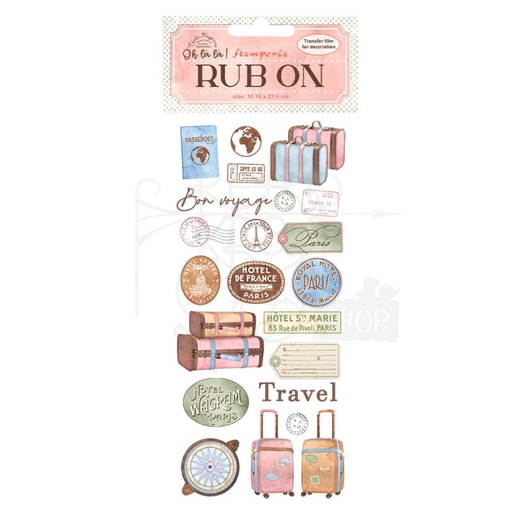 Rub-On Transfer 10x21.6cm Oh La La Travel Podróż DFLRB29 Stamperia