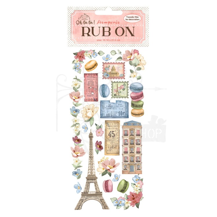Rub-On Transfer 10x21.6cm Oh La La Tour Eiffel Wieża Eiffla DFLRB28 Stamperia