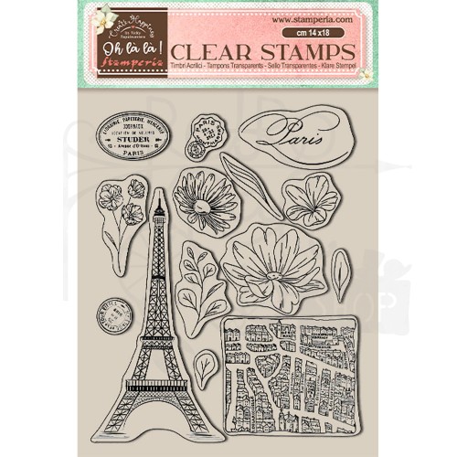 Stempel akrylowy 14x18cm Oh La La Tour Eiffel Wieża Eiffla WTK174 Stamperia