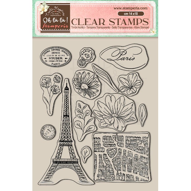 Stempel akrylowy 14x18cm Oh La La Tour Eiffel Wieża Eiffla WTK174 Stamperia