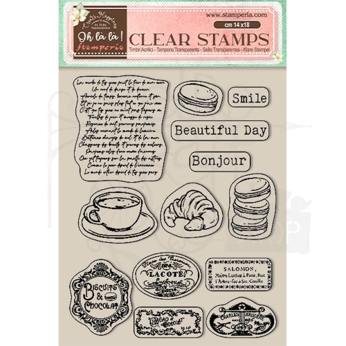 Stempel akrylowy 14x18cm Oh La La Labels Etykiety WTK175 Stamperia