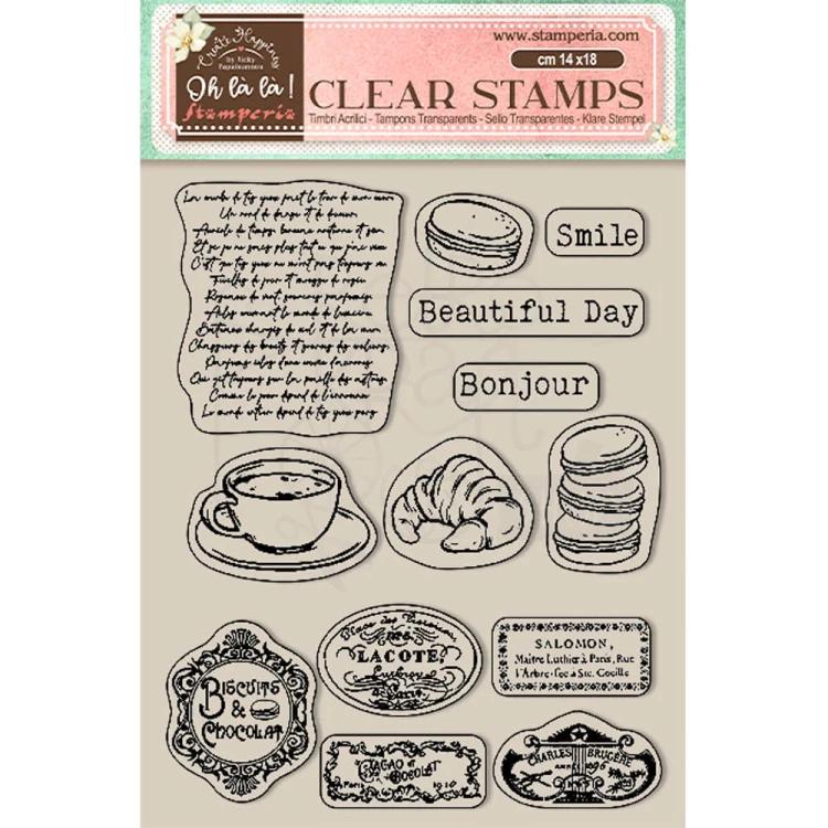 Stempel akrylowy 14x18cm Oh La La Labels Etykiety WTK175 Stamperia
