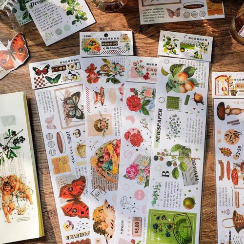 Naklejki do scrapbookingu i art journalingu foliowe i papierowe - gałązki - 4 arkusze