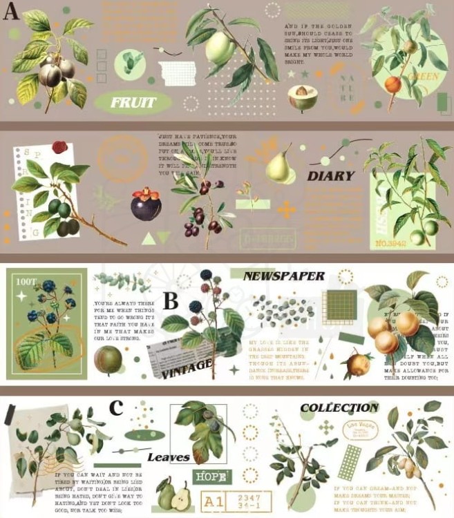 Naklejki do scrapbookingu i art journalingu foliowe i papierowe - owoce - 4 arkusze