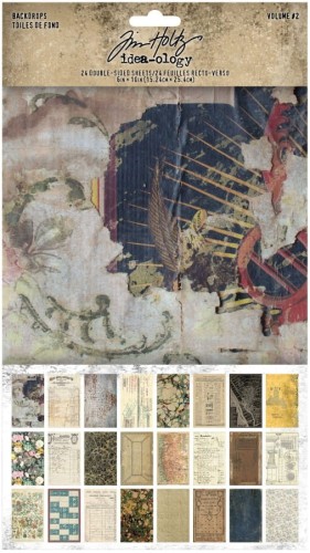 Ozdoby papierowe Idea-Ology Backdrops Double-Sided Cardstock Volume #2 24szt TH94118 Tim Holtz