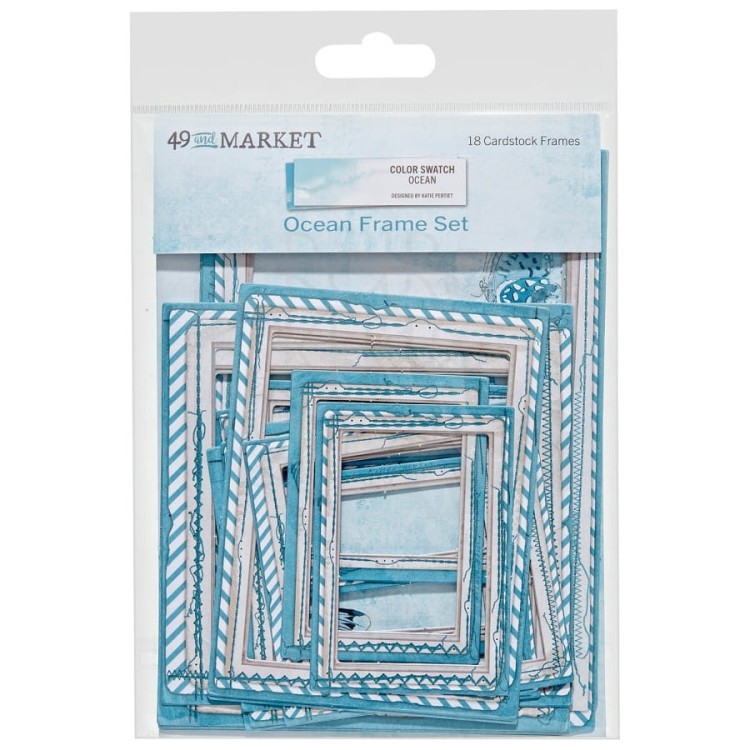 Ozdoby tekturowe ramki z przeszyciami Color Swatch Ocean Frame Set 18szt CSO41305 49 and Market