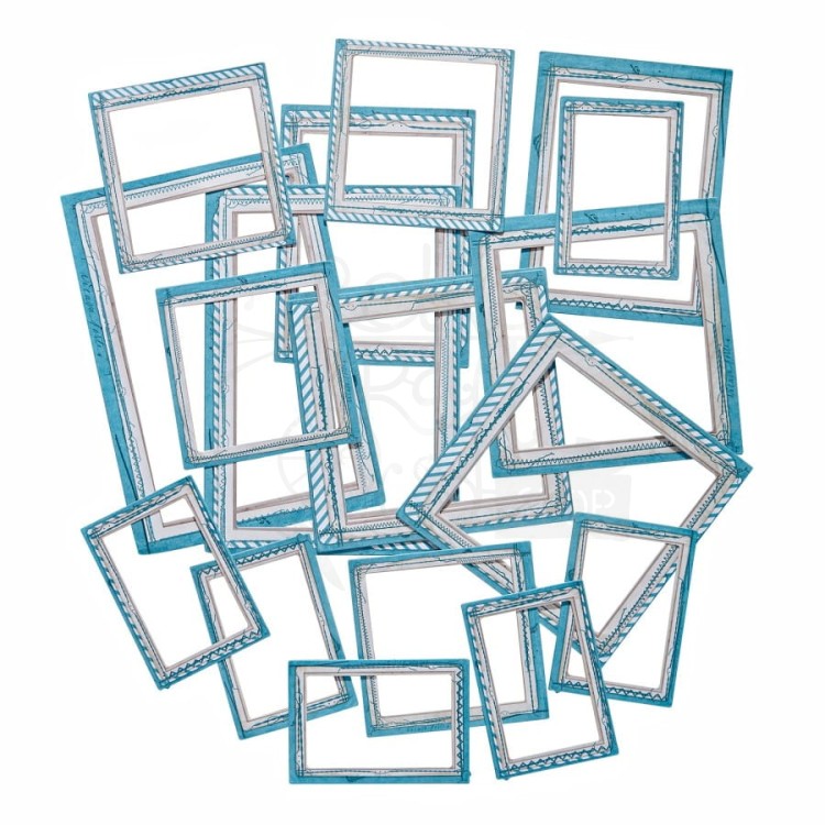 Ozdoby tekturowe ramki z przeszyciami Color Swatch Ocean Frame Set 18szt CSO41305 49 and Market