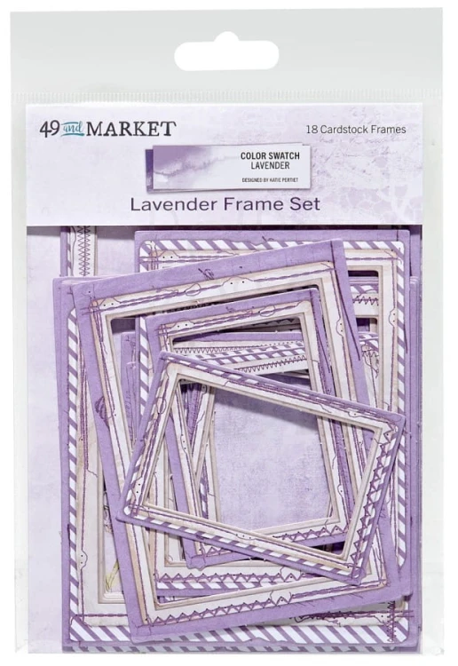 Ozdoby tekturowe ramki z przeszyciami Color Swatch Lavender Frame Set 18szt CSL41466 49 and Market