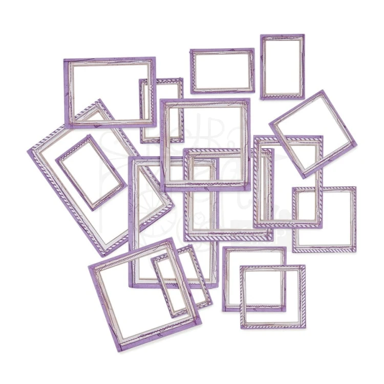 Ozdoby tekturowe ramki z przeszyciami Color Swatch Lavender Frame Set 18szt CSL41466 49 and Market