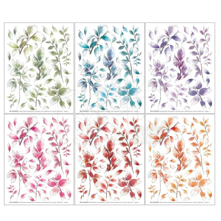 Rub-on transfer 15x20cm Spectrum Gardenia - Leaves 6 arkuszy SG23688 49 and Market