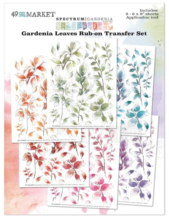 Rub-on transfer 15x20cm Spectrum Gardenia - Leaves 6 arkuszy SG23688 49 and Market