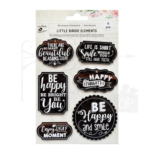 Naklejki 3d do scrapbookingu Happy Thoughts 6szt CR72112 Little Birdie