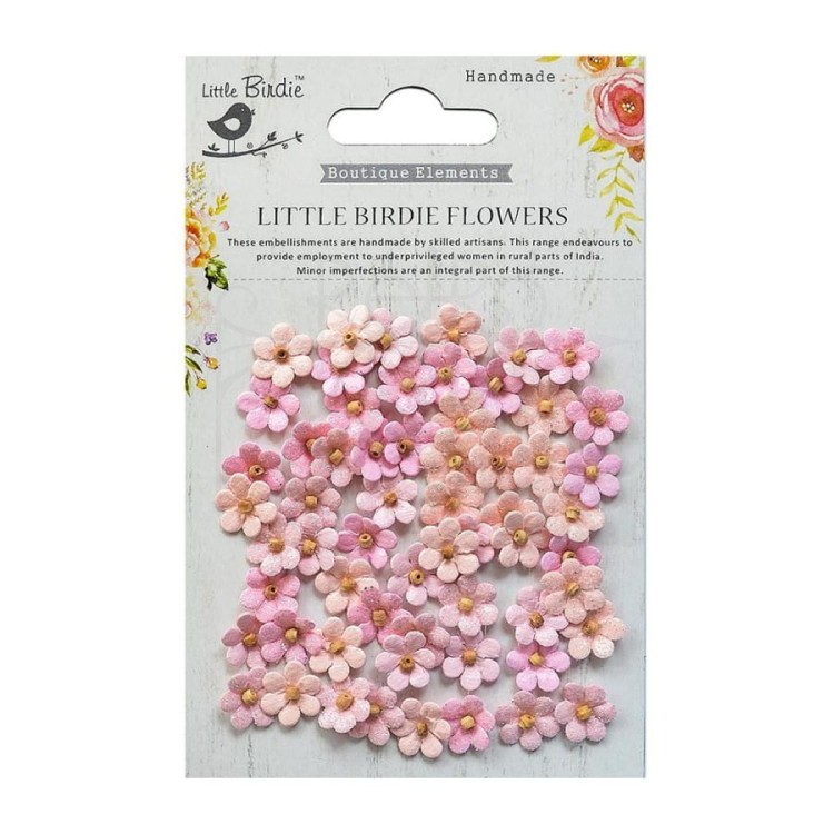 Kwiaty kwiatki papierowe Pearl Pink różowe 60szt CR69383 Little Birdie