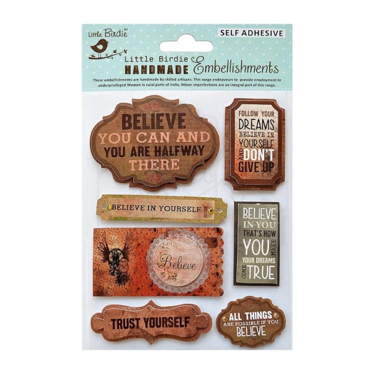 Naklejki 3d do scrapbookingu Dream &amp; Believe 7szt CR67858 Little Birdie