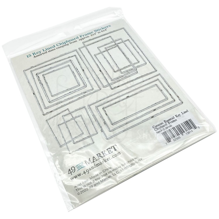 Ozdoby tekturowe ramki Curators Essential Chipboard Frames 15szt C38145 49 and Market