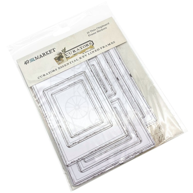 Ozdoby tekturowe ramki Curators Essential Chipboard Frames 15szt C38145 49 and Market