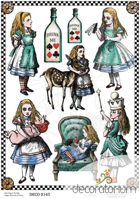 Papier ryżowy A4 Alicja w krainie czarów 1 0145 Decoratorium