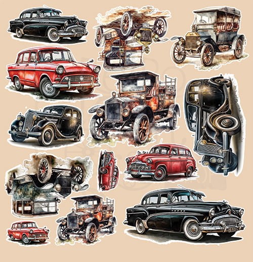 Papier 30x30 elementy do wycinania - Cars samochody AA-CARS-01 Alchemy of Art