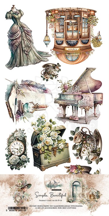 Zestaw papierów 15x30 elementy do wycinania Simple Beautiful AA-SB-PP-010 Alchemy of Art