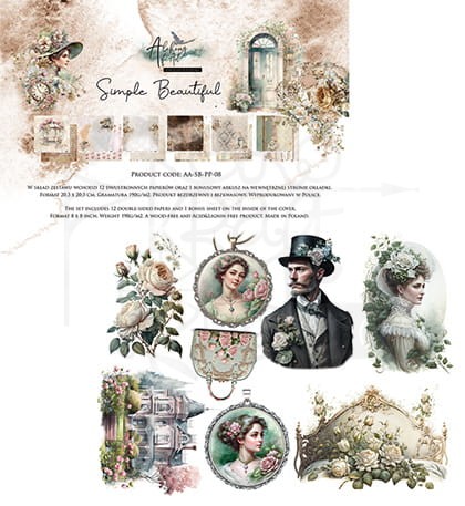 Zestaw papierów 20x20 Simple Beautiful AA-SB-PP-08 Alchemy of Art