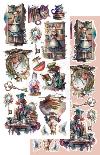 Zestaw papierów 15x30 elementy do wycinania Enchanted World - Following Alice AA-EWFA-10 Alchemy of Art