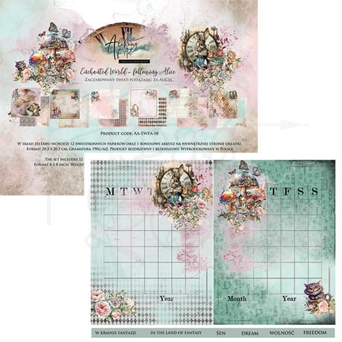 Zestaw papierów 20x20 Enchanted World - Following Alice AA-EWFA-08 Alchemy of Art