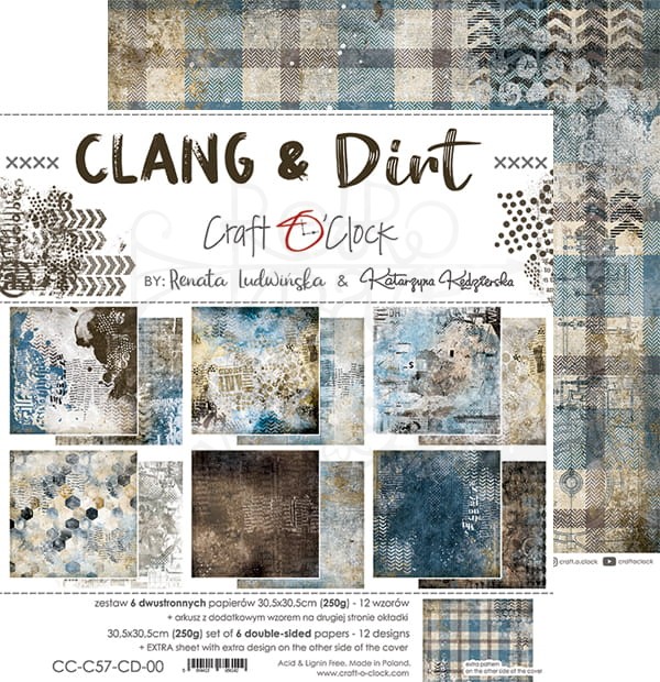 Zestaw papierów 30x30 Clang &amp; Dirt CC-C57-CD-00 Craft O'Clock