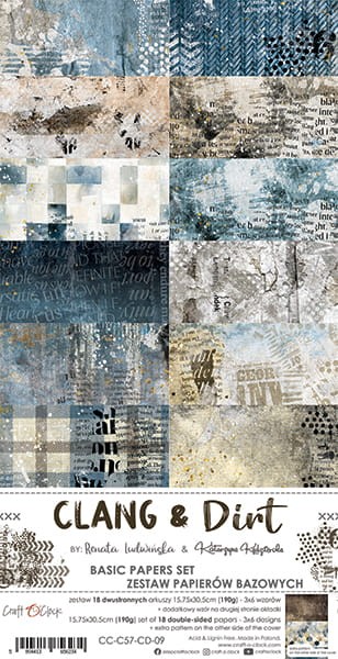 Zestaw papierów bazowych 15x30 Clang &amp; Dirt CC-C57-CD-09 Craft O'Clock