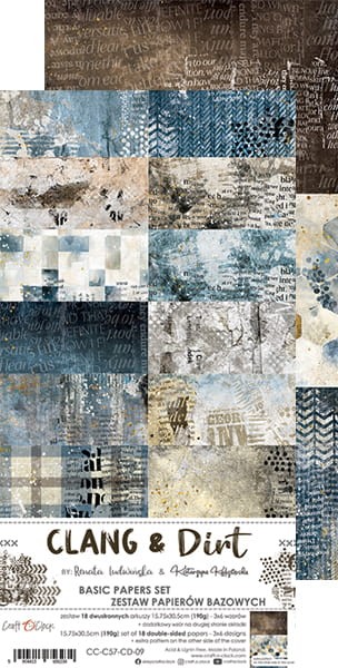 Zestaw papierów bazowych 15x30 Clang &amp; Dirt CC-C57-CD-09 Craft O'Clock