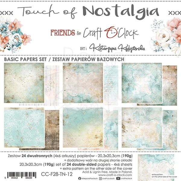 Zestaw papierów bazowych 20x20 Touch of Nostalgia CC-F28-TN-12 Craft O'Clock