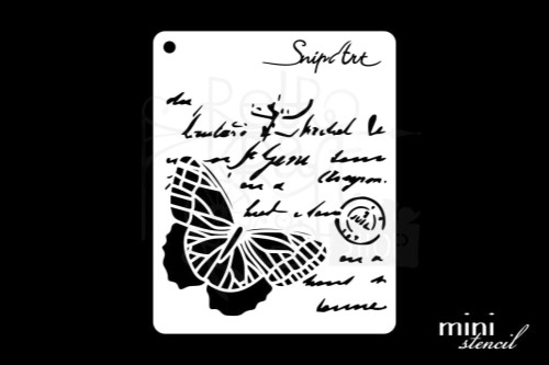 Maska szablon 8x10 Mini Stencil - Motyl i Skrypt 28460 Snipart