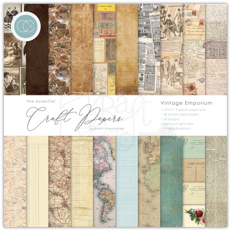 Zestaw papierów 30x30 Vintage Emporium 30szt CCPAD004 Craft Consortium