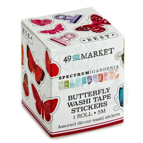 Taśma washi z naklejkami Spectrum Gardenia Butterfly SG23770 49 And Market