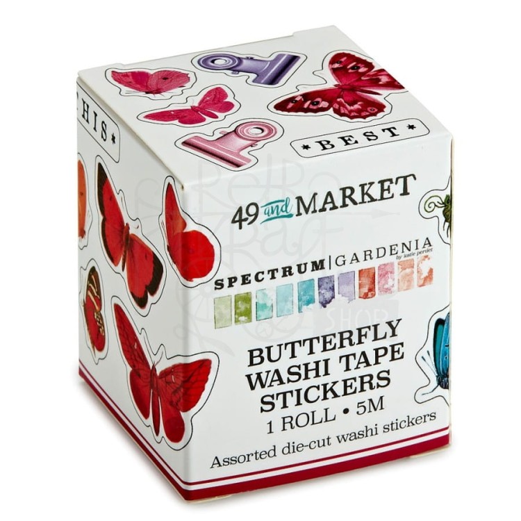 Taśma washi z naklejkami Spectrum Gardenia Butterfly SG23770 49 And Market