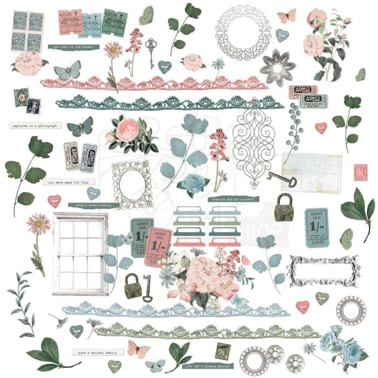 Zestaw Die cuts Vintage Artistry Tranquility Elements 94 elementy VAT39715 49 And Market